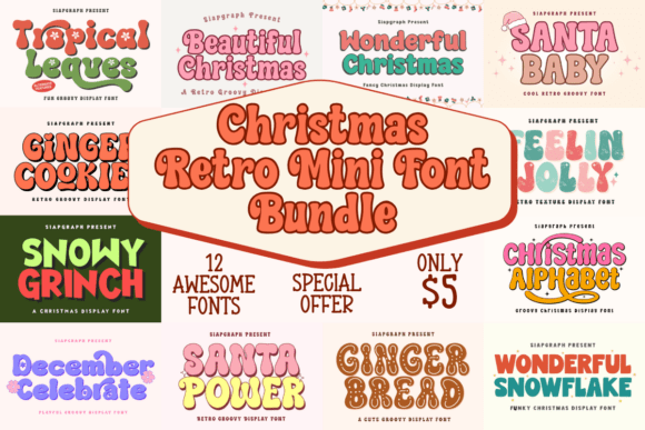 Christmas Retro Mini Bundle Font by SiapGraph - calligraphy and lettering font bundle