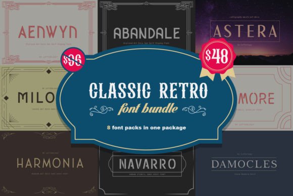 Classic Retro Bundle Font by letterlogy - calligraphy and lettering font bundle