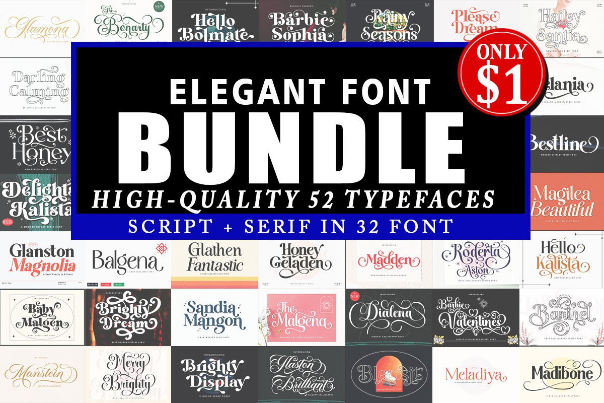 Elegant Font Bundle - calligraphy and lettering font bundle