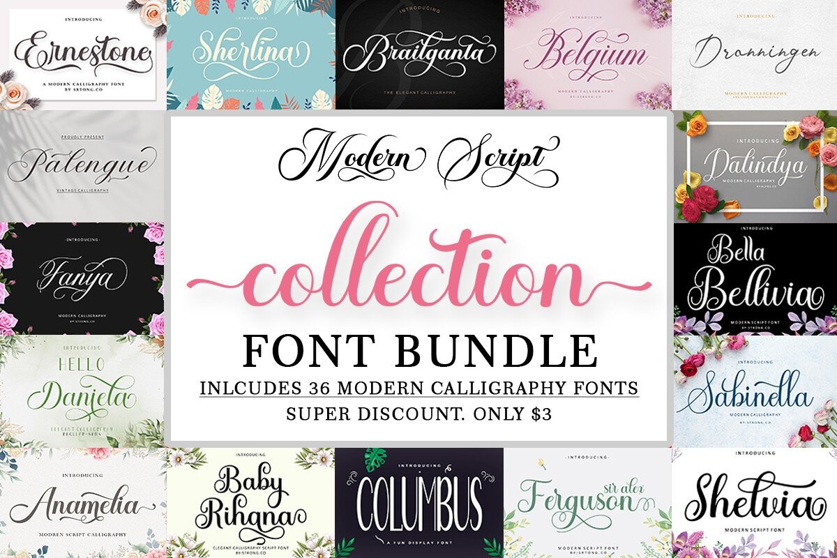 Modern Script Collection Font Bundle - calligraphy and lettering font bundle